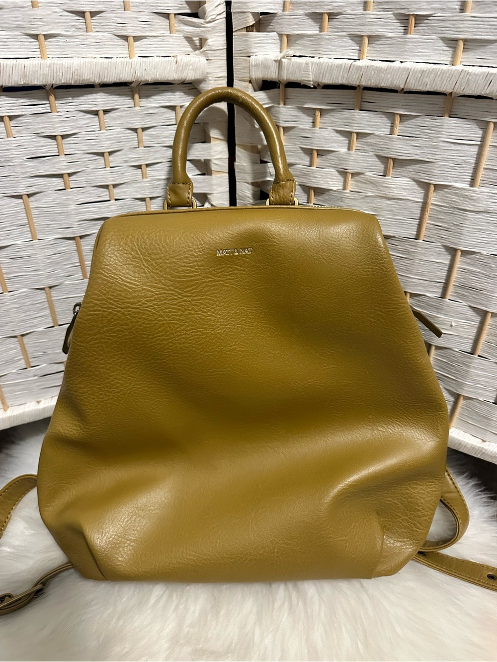Matt & Nat Mustard Vegan Leather Backpack Tote